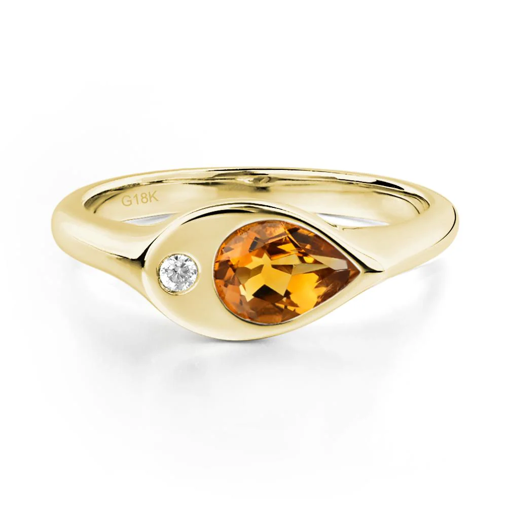 Citrine East West Pear Engagement Ring - Image 8