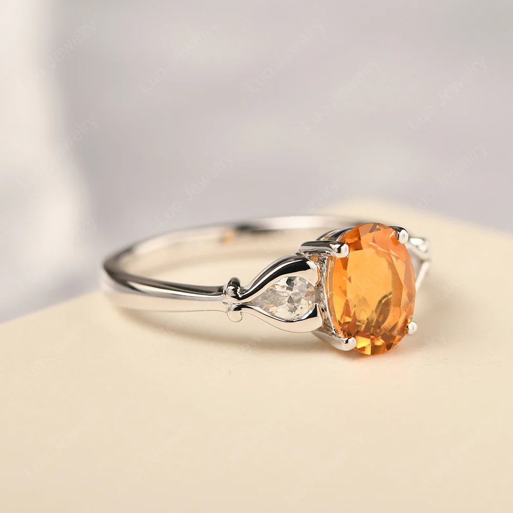 Citrine Ring with Pear Side Stones - Image 2