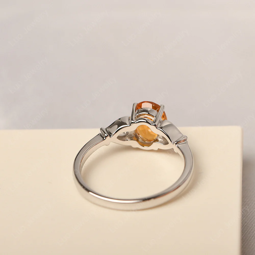 Citrine Ring with Pear Side Stones - Image 3