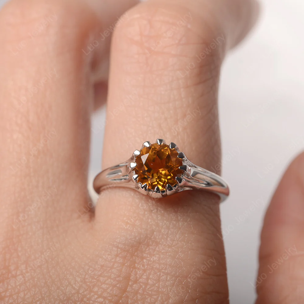 Flame Inspired Citrine Solitaire Ring - Image 5