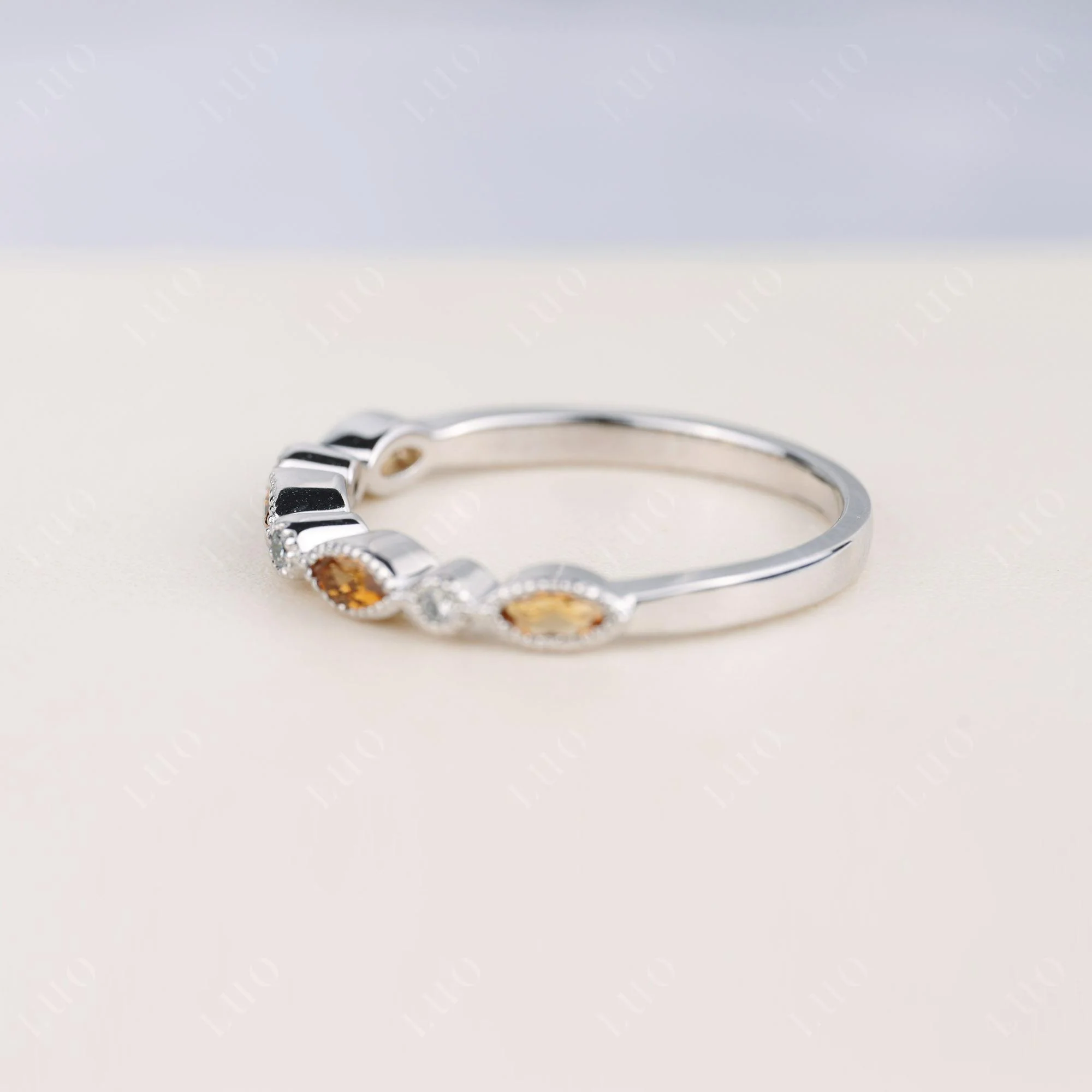 Vintage Citrine Wedding Band Ring - Image 3