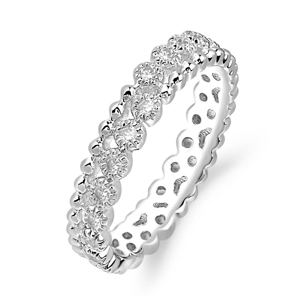 Cubic Zirconia Milgrain Eternity Band Ring - Image 3