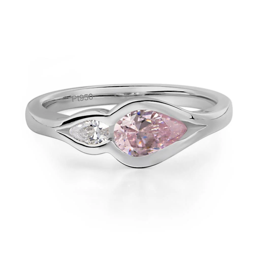 Pink Cubic Zirconia Two Stone Wedding Ring - Image 6
