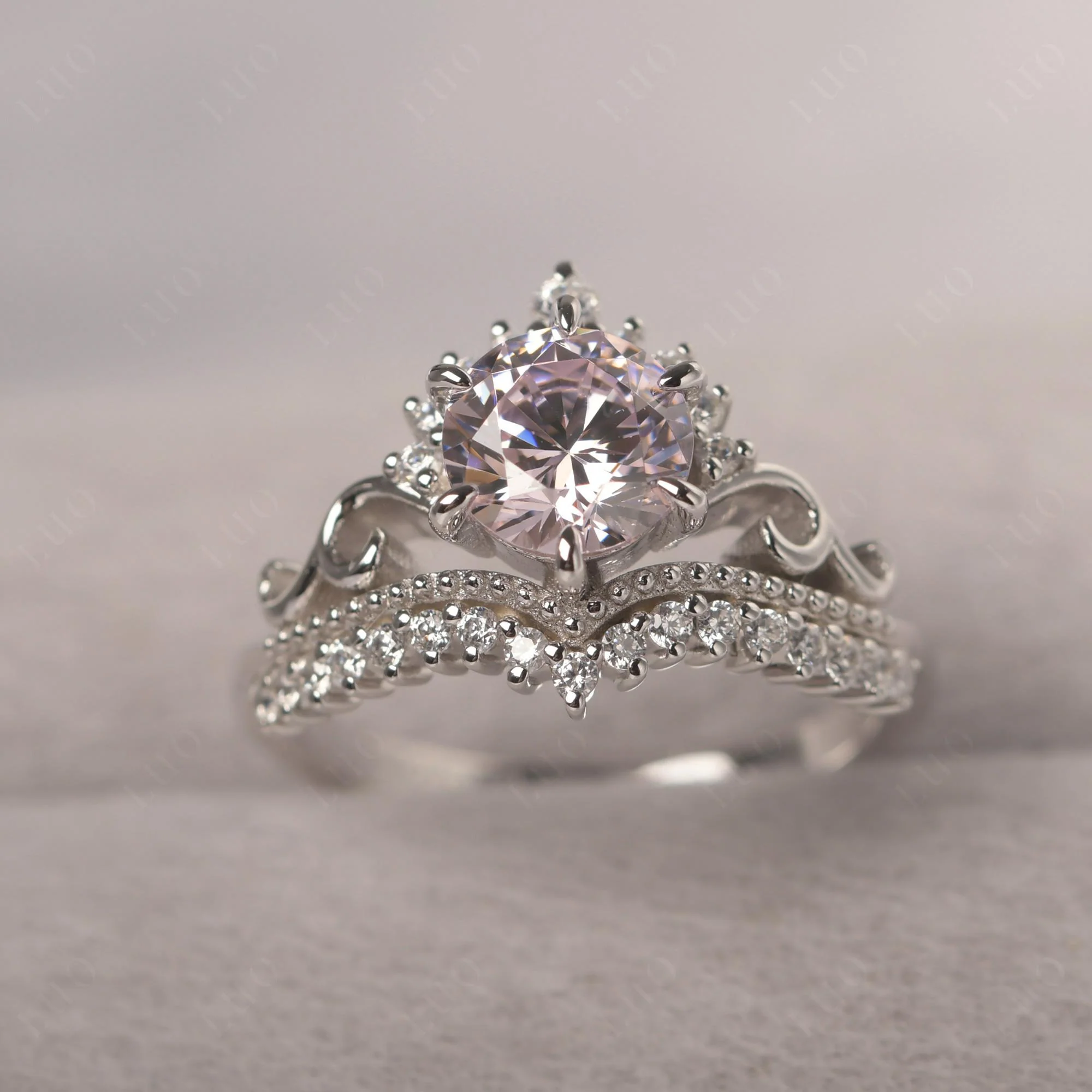 Pink Cubic Zirconia Tiara Promise Ring - Image 11