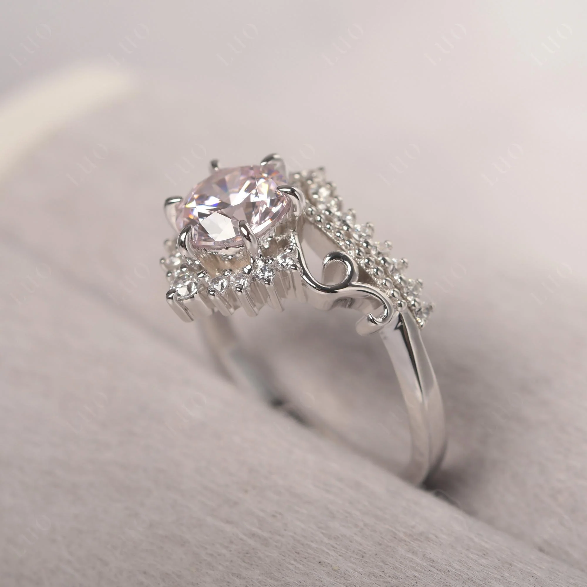 Pink Cubic Zirconia Tiara Promise Ring - Image 12