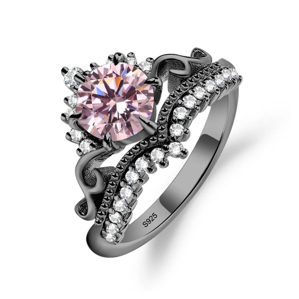 Pink Cubic Zirconia Tiara Promise Ring - Image 3