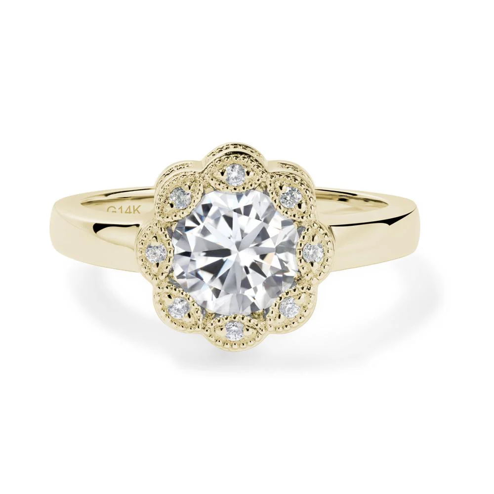 Vintage Cubic Zirconia Halo Flower Ring