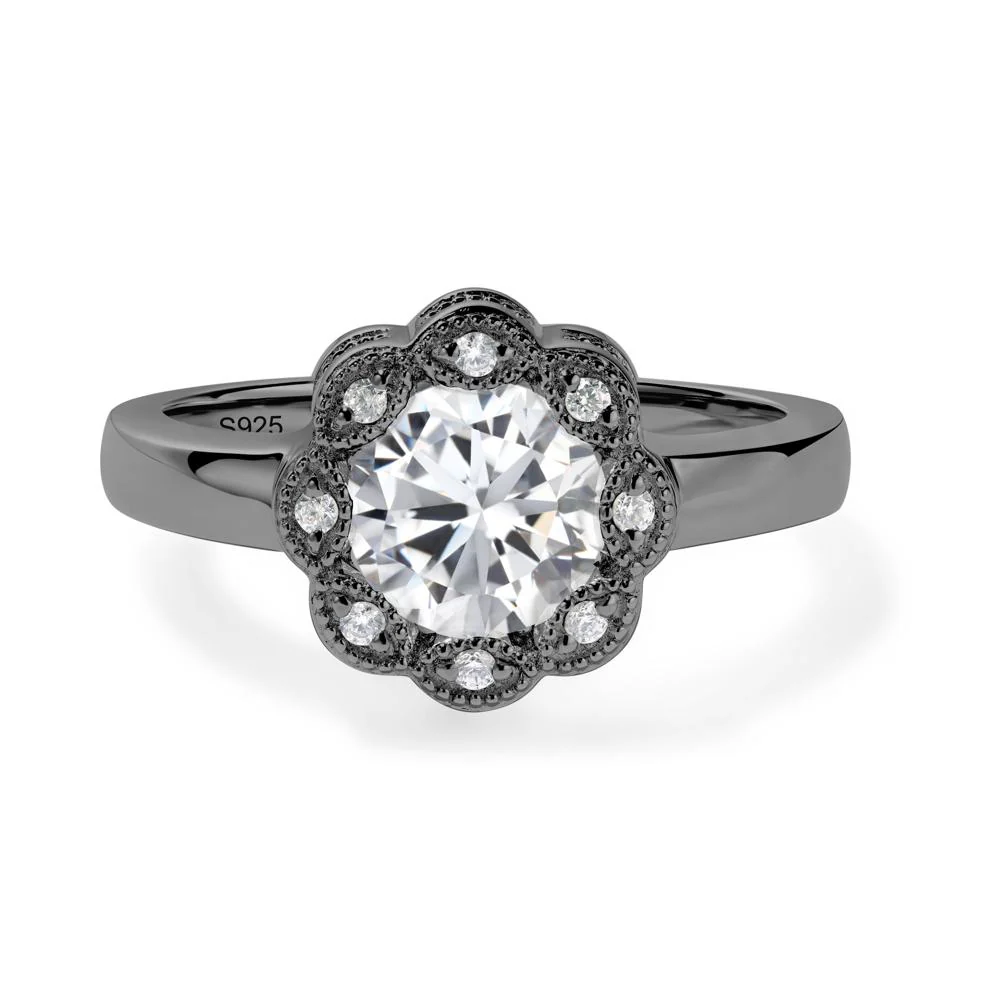 Vintage Cubic Zirconia Halo Flower Ring - Image 5
