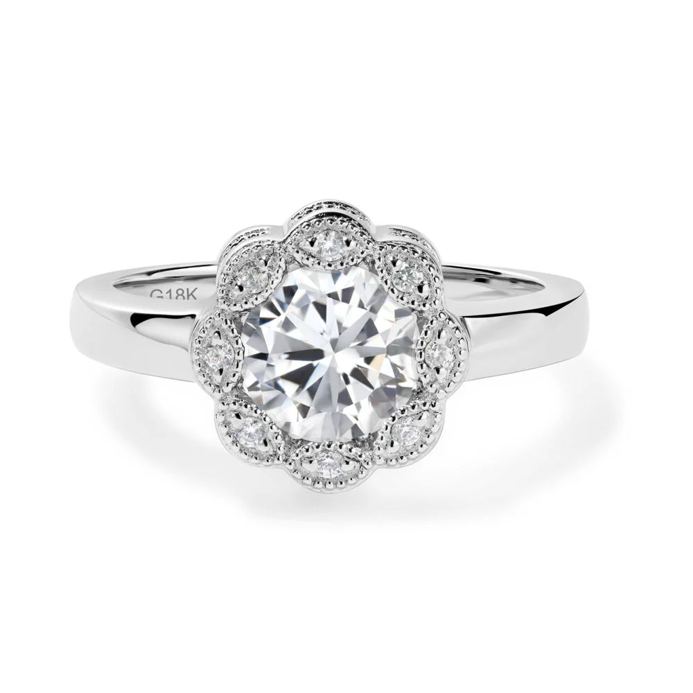 Vintage Cubic Zirconia Halo Flower Ring - Image 6
