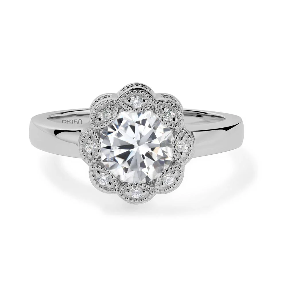 Vintage Cubic Zirconia Halo Flower Ring - Image 9