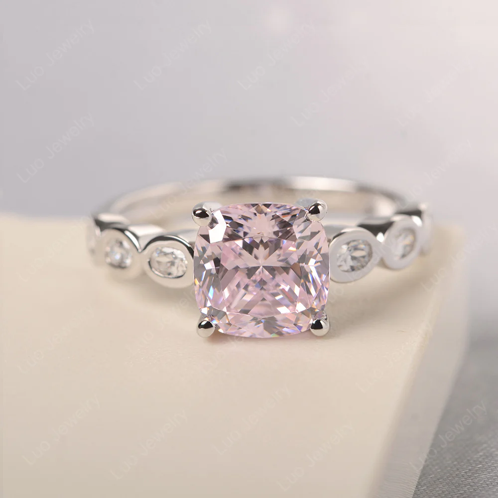 Pink Cubic Zirconia Timeless Engagement Ring