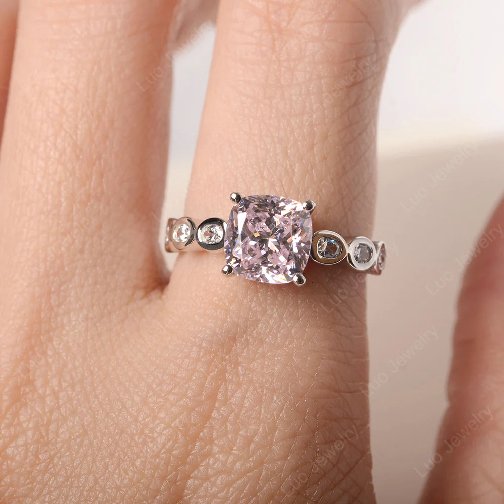 Pink Cubic Zirconia Timeless Engagement Ring - Image 5