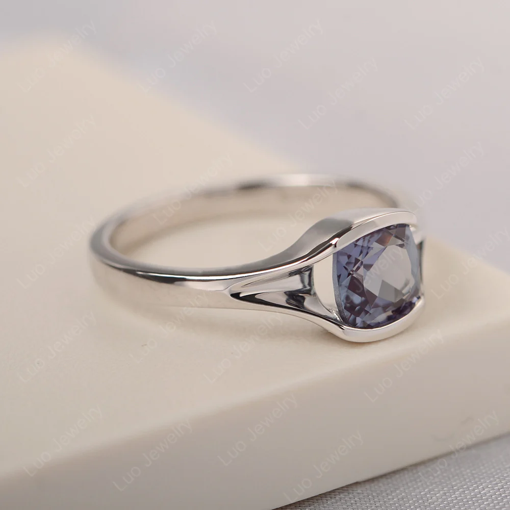 Simple Cushion Alexandrite Solitaire Ring - Image 2