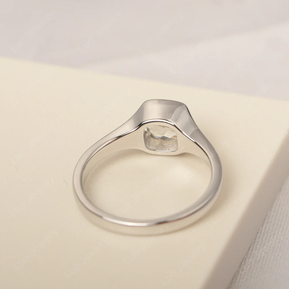 Simple Cushion Aquamarine Solitaire Ring - Image 3