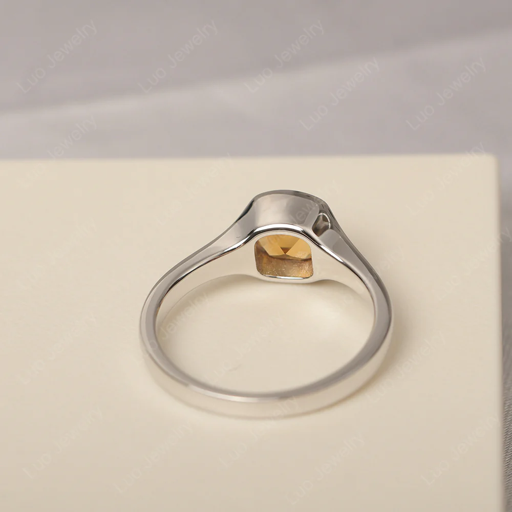 Simple Cushion Citrine Solitaire Ring - Image 4