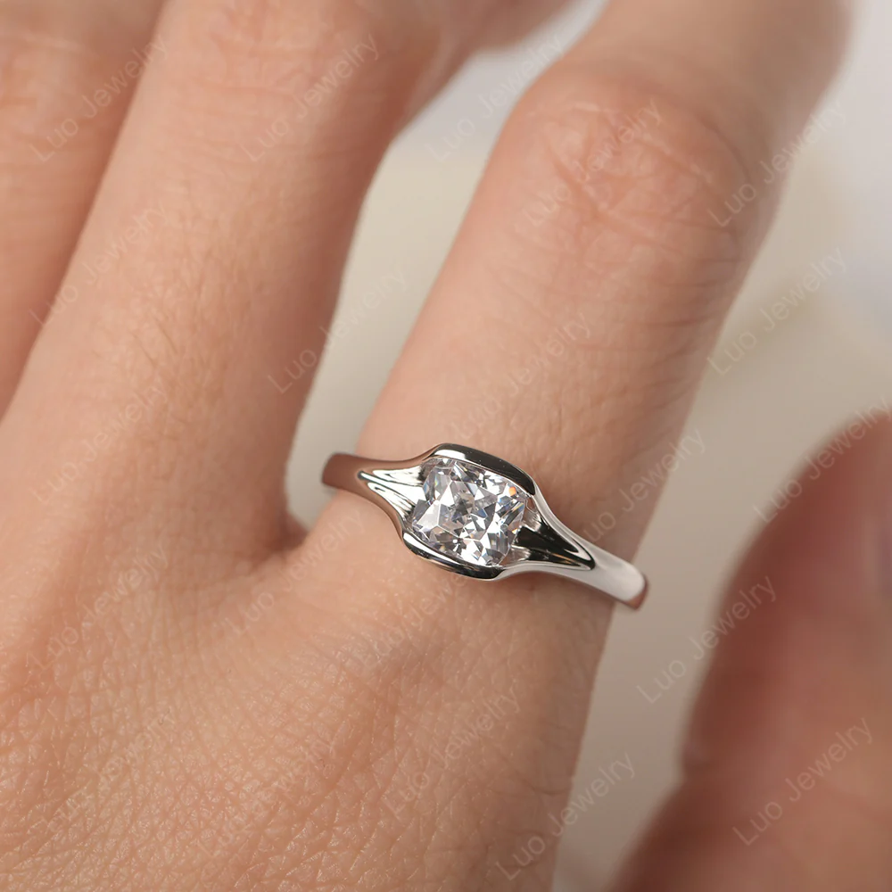 Cubic Zirconia Cushion Cut Promise Ring - Image 4
