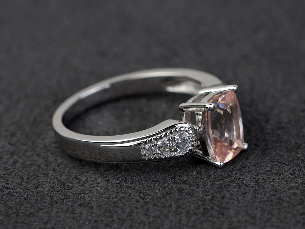 Vintage Style Morganite Milgrain Ring - Image 2
