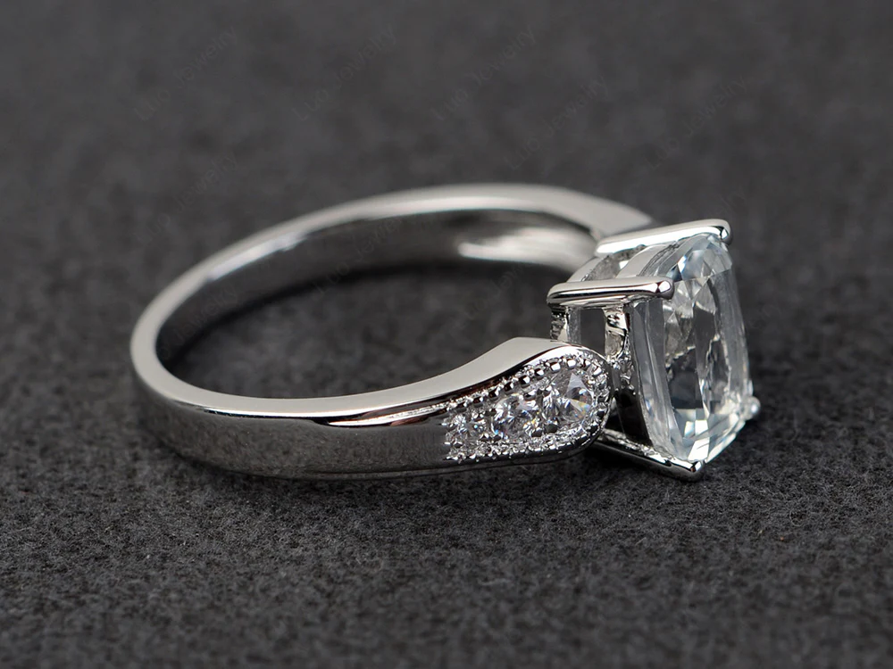 Vintage Style White Topaz Milgrain Ring - Image 2