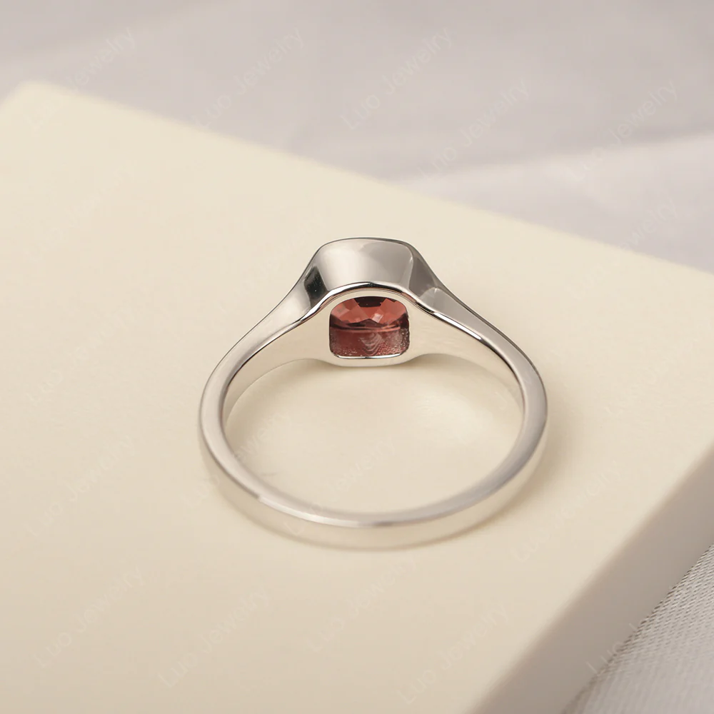 Garnet Cushion Cut Promise Ring - Image 3