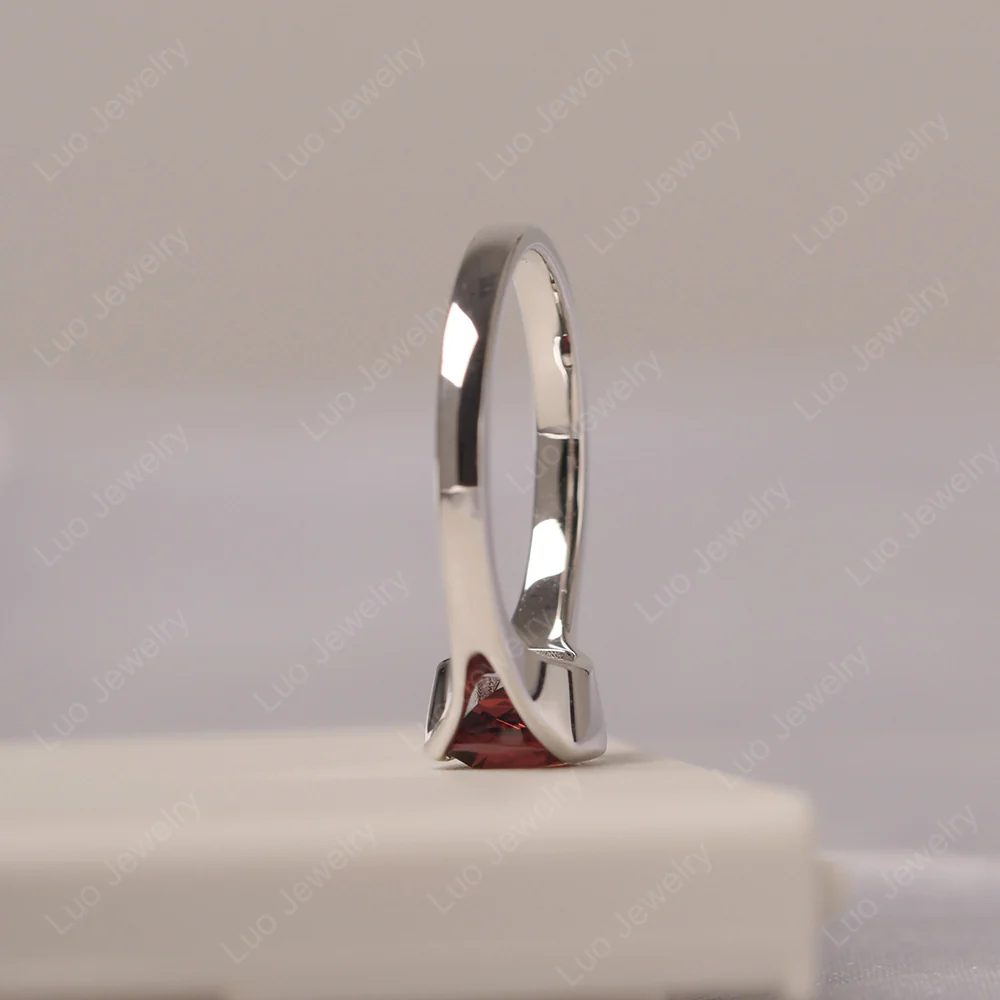 Garnet Cushion Cut Promise Ring - Image 5