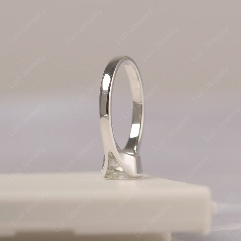Simple Cushion Green Amethyst Solitaire Ring - Image 5