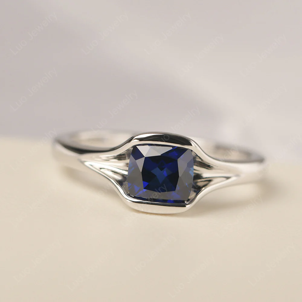 Sapphire Cushion Cut Promise Ring