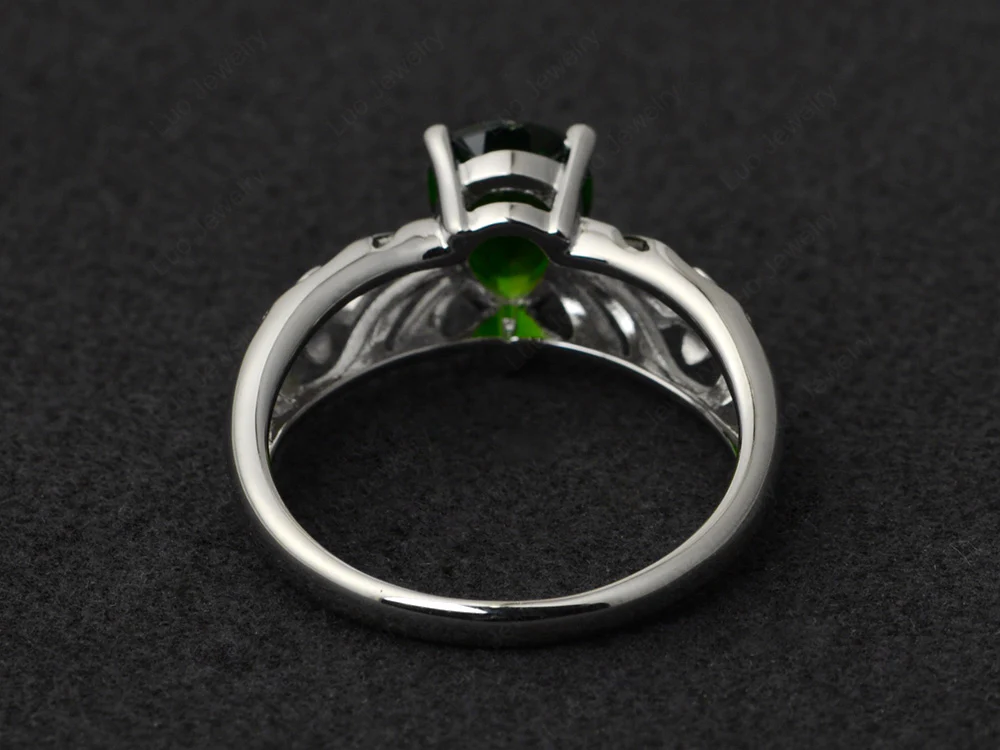 Pear Shaped Diopside Hollow Out Ring - Image 3