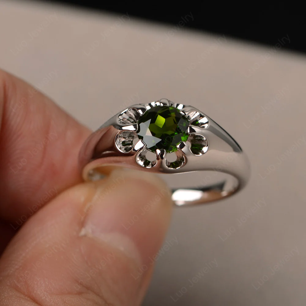 Bold Diopside Solitaire Nontraditional Ring - Image 2