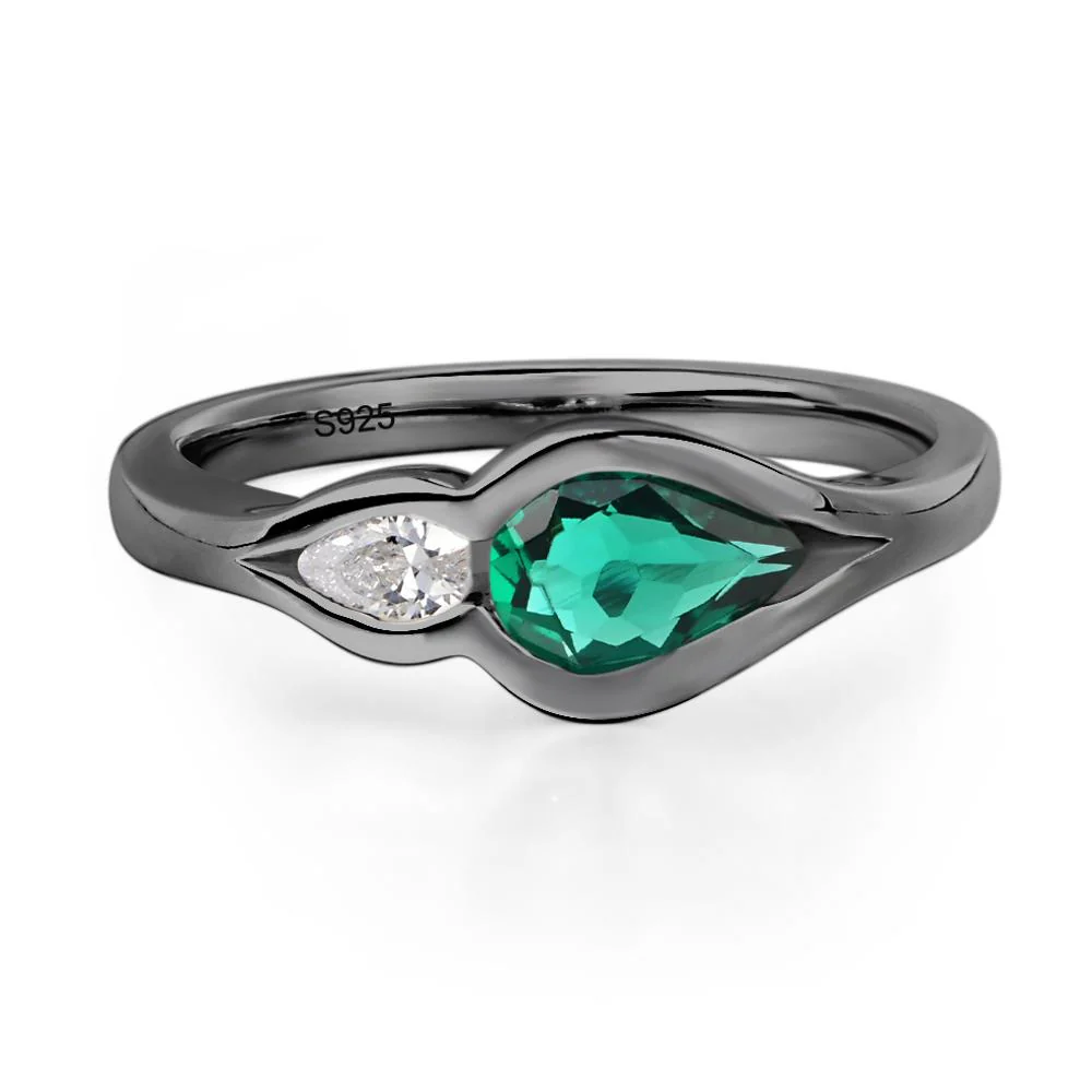 Emerald Two Stone Wedding Ring