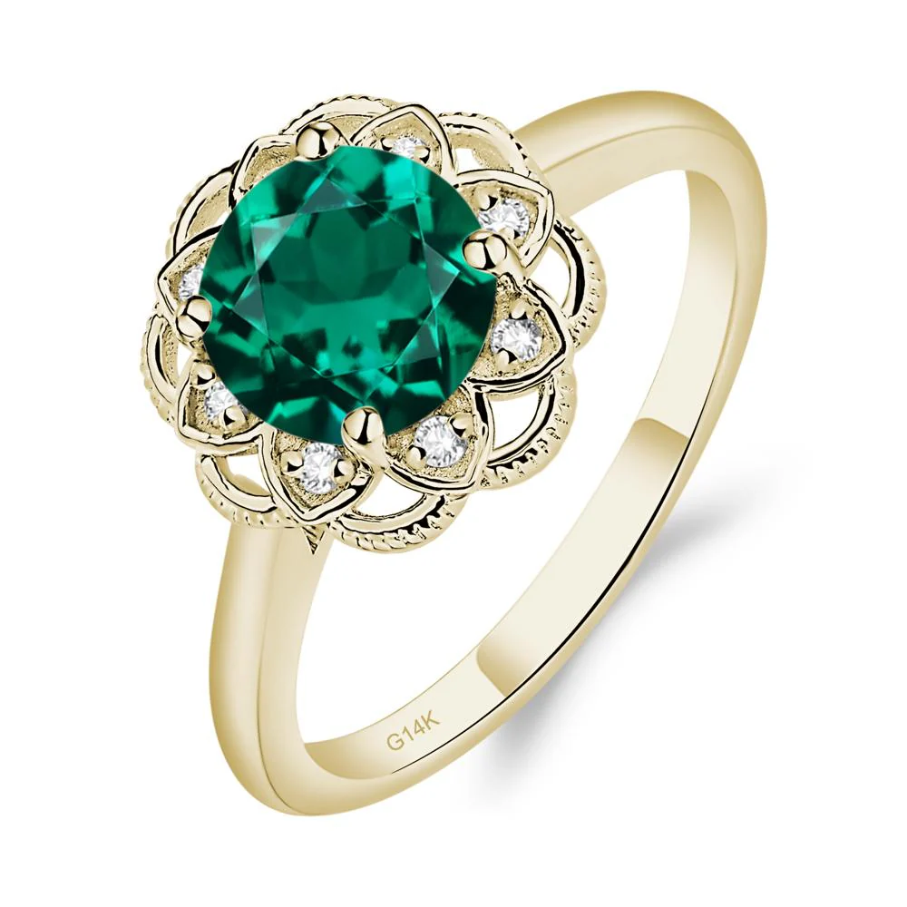 Round Cut Emerald Filigree Ring - Image 5
