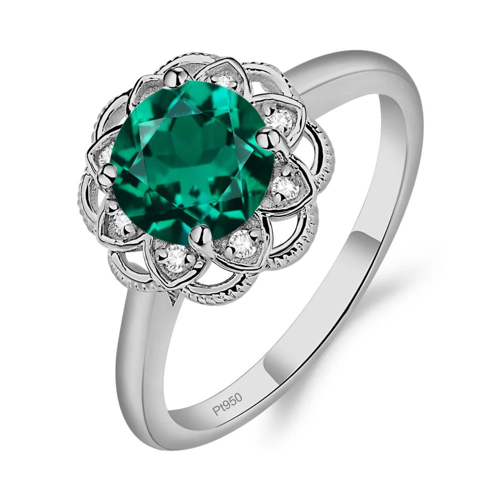 Round Cut Emerald Filigree Ring - Image 6