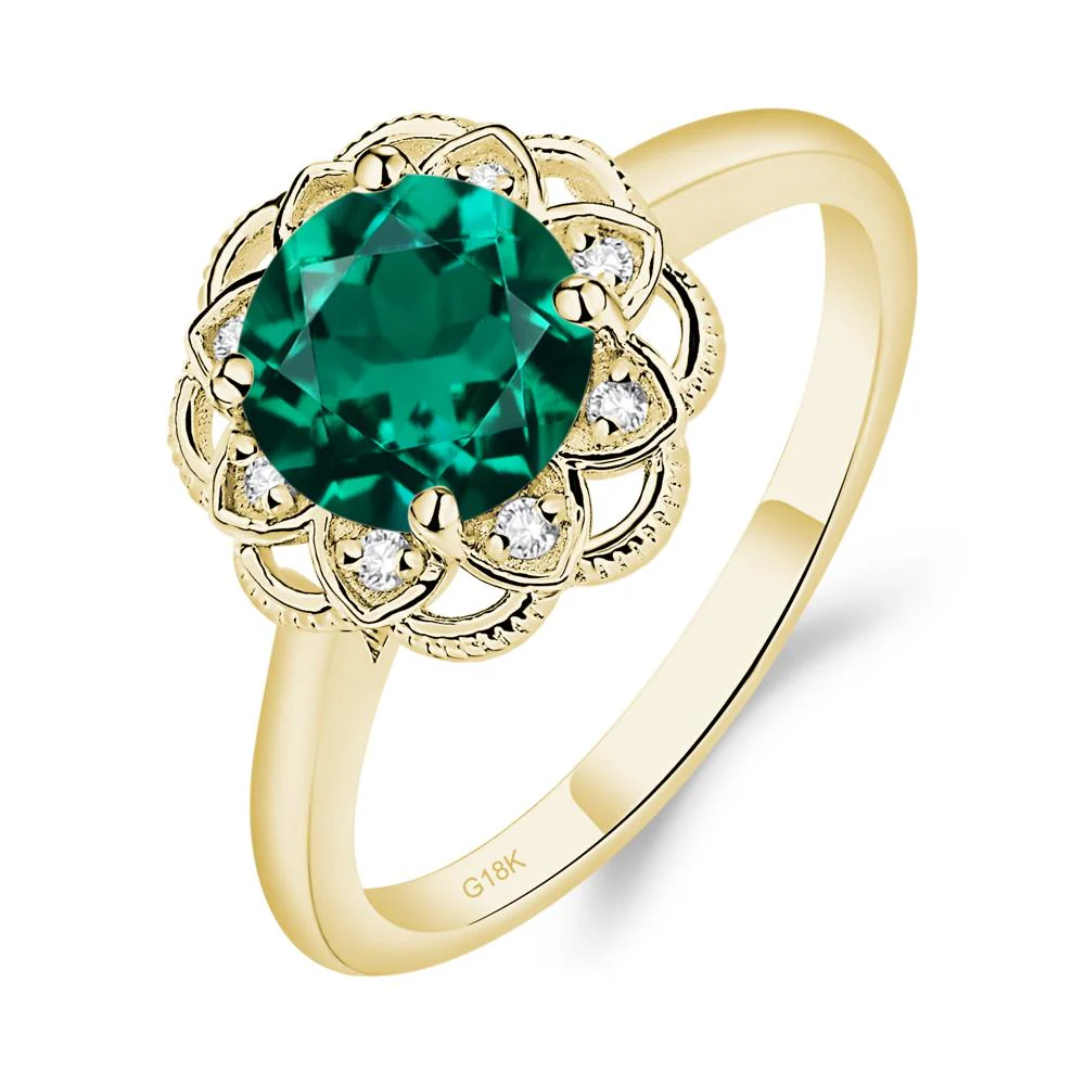 Round Cut Emerald Filigree Ring - Image 8