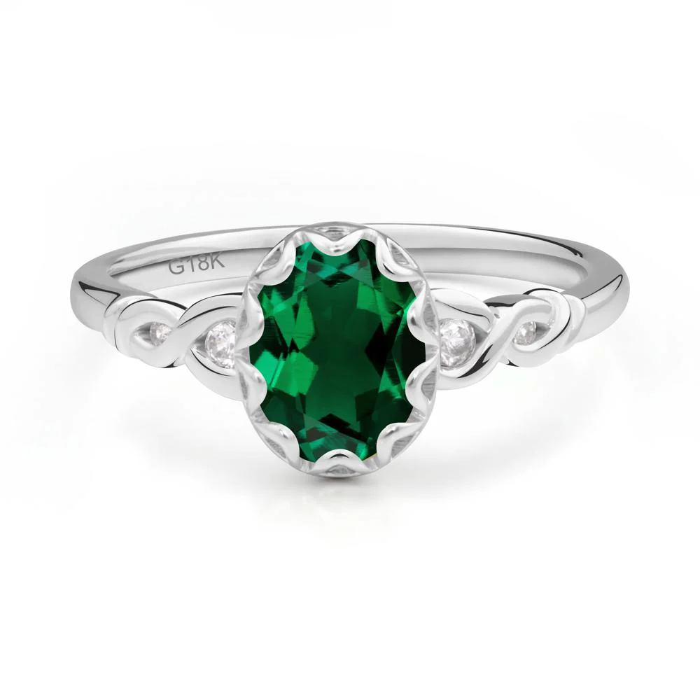 Vintage Emerald Oval Cut Engagement Ring - Image 6
