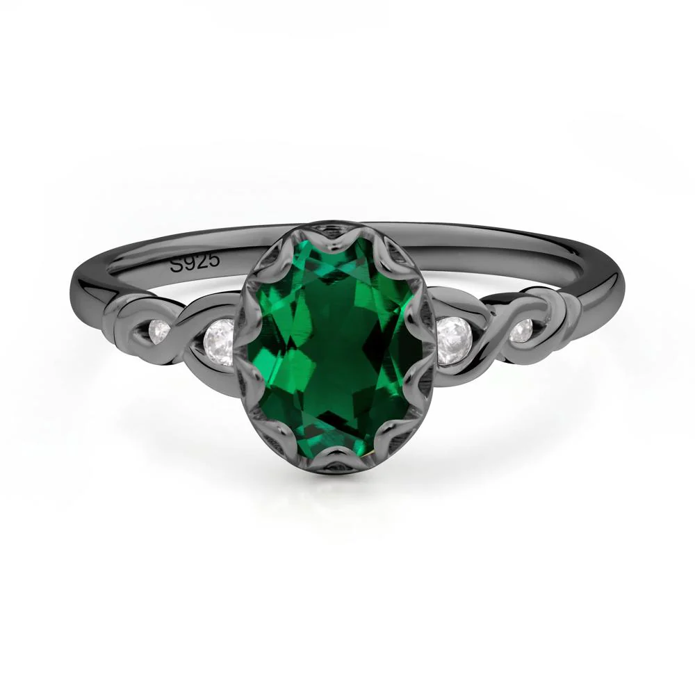 Vintage Emerald Oval Cut Engagement Ring - Image 8
