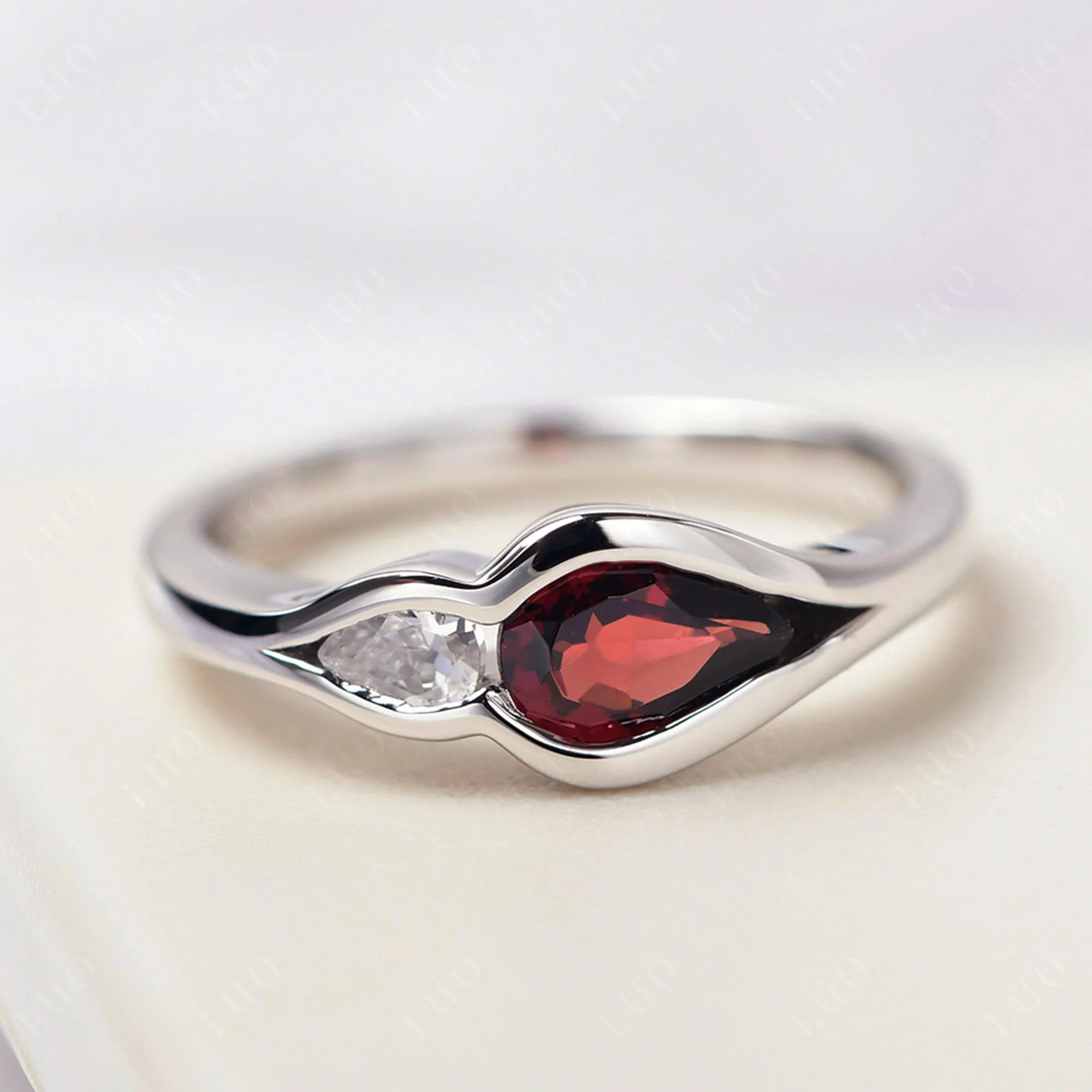 Garnet Two Stone Wedding Ring - Image 10
