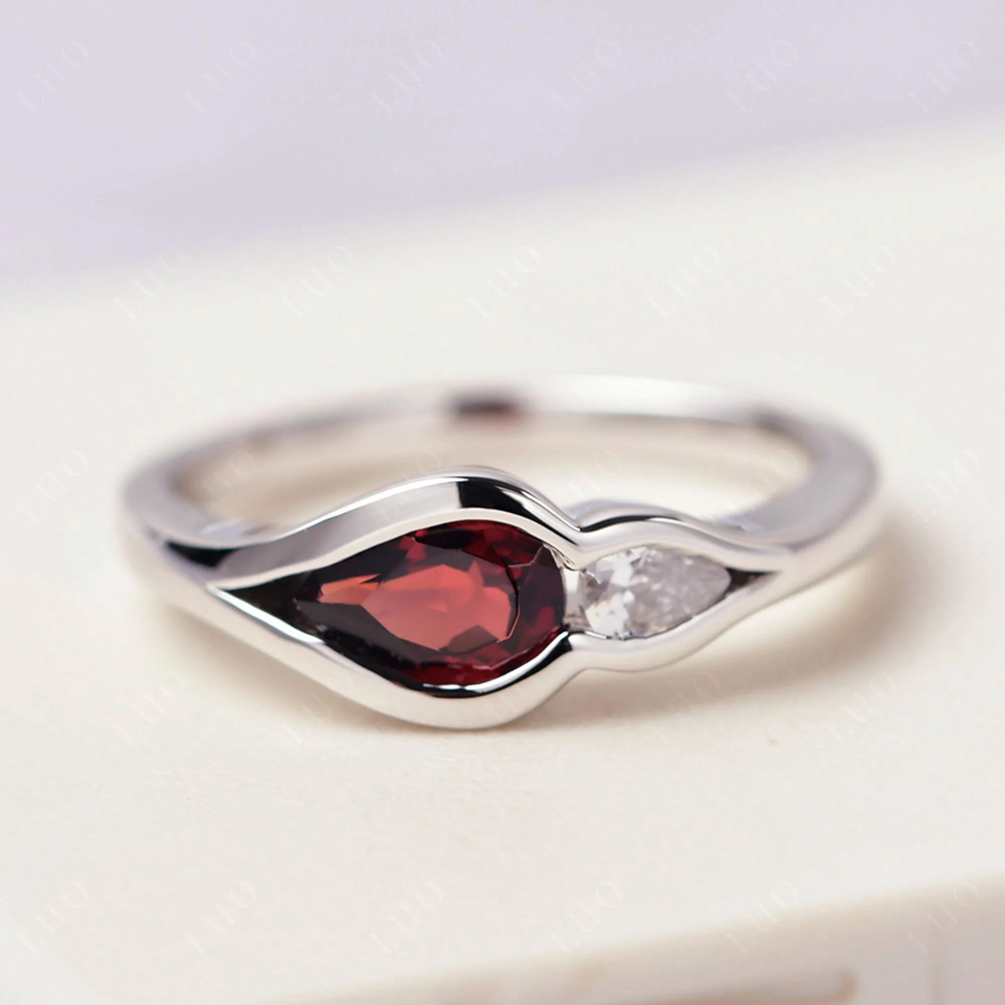 Garnet Two Stone Wedding Ring - Image 11