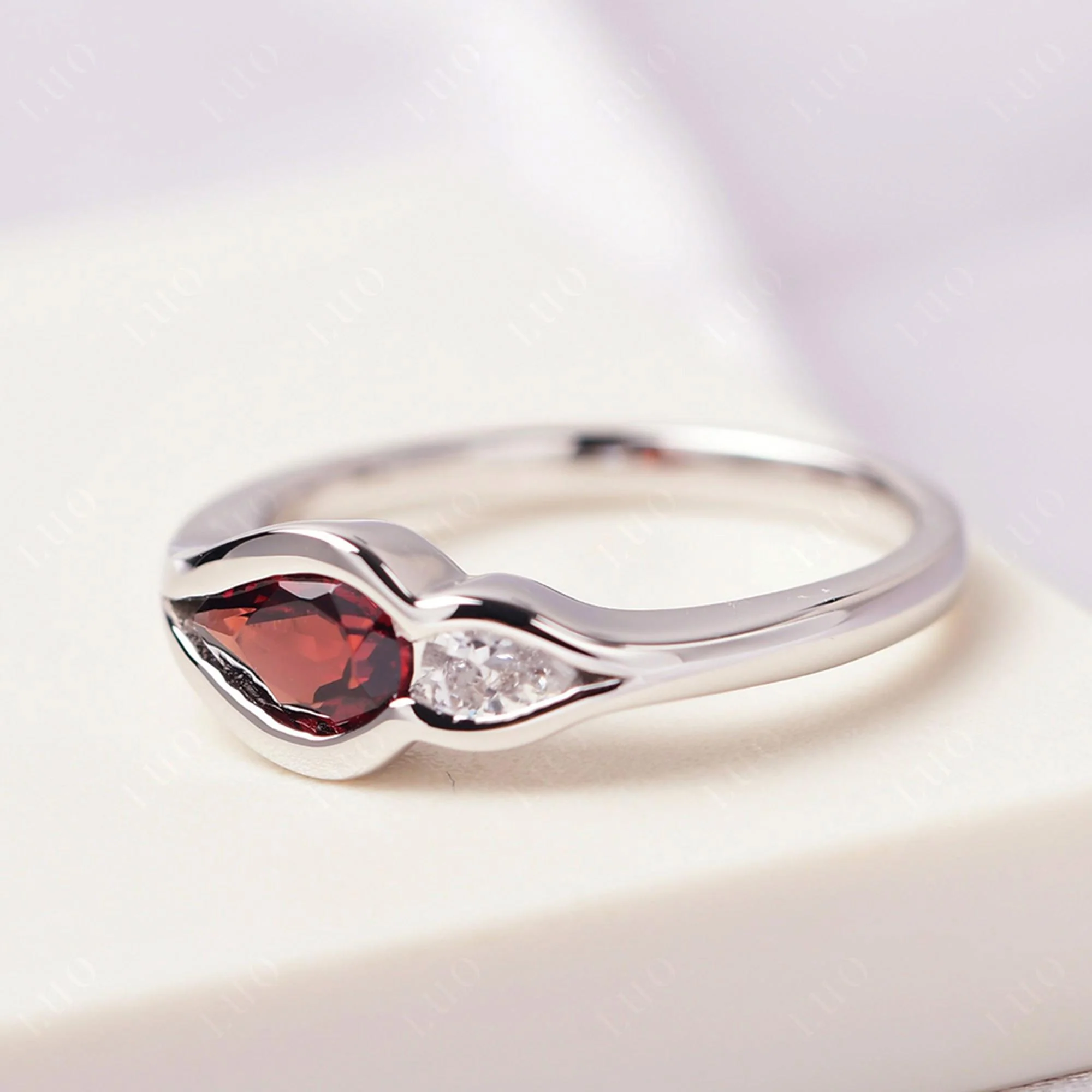 Garnet Two Stone Wedding Ring - Image 12