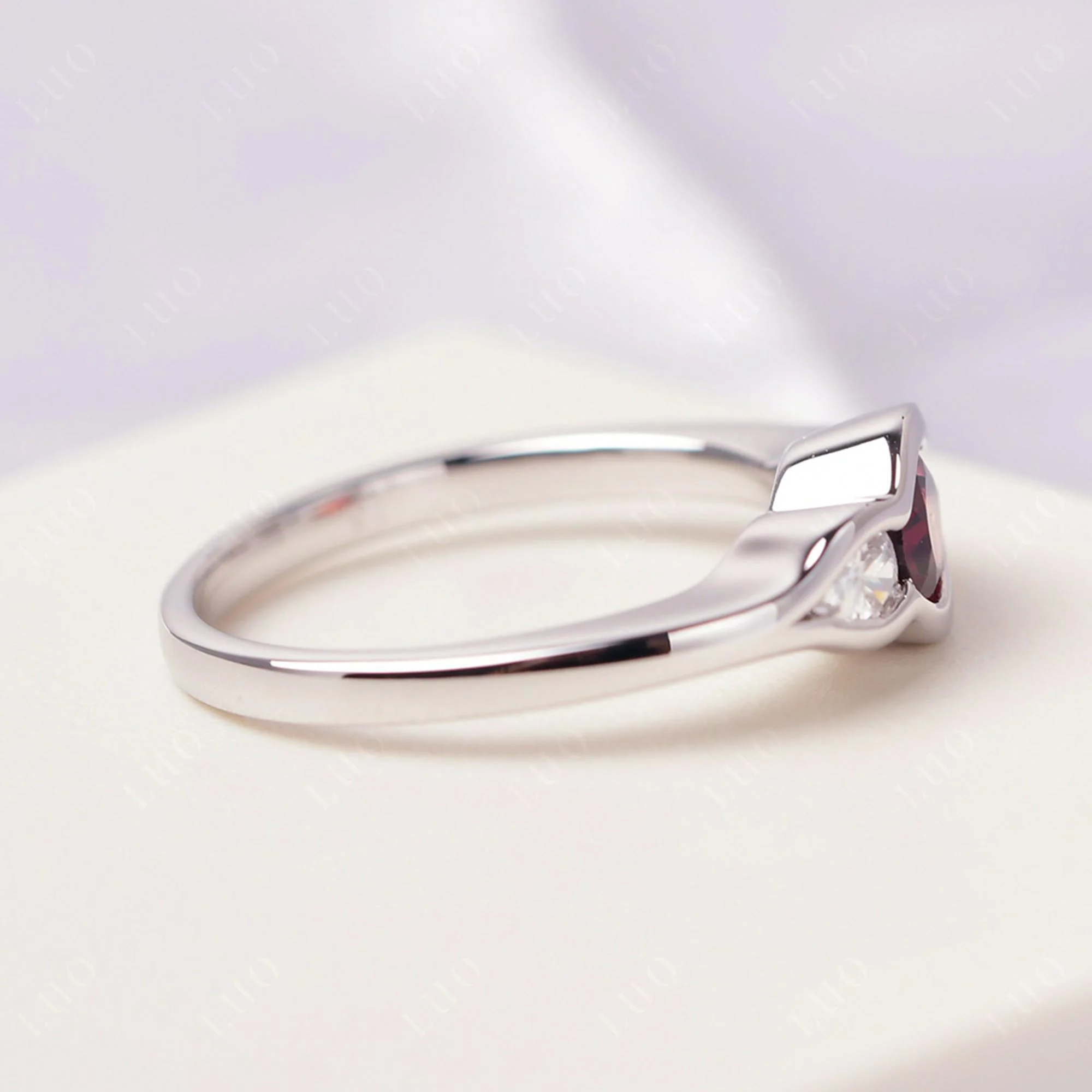 Garnet Two Stone Wedding Ring - Image 14