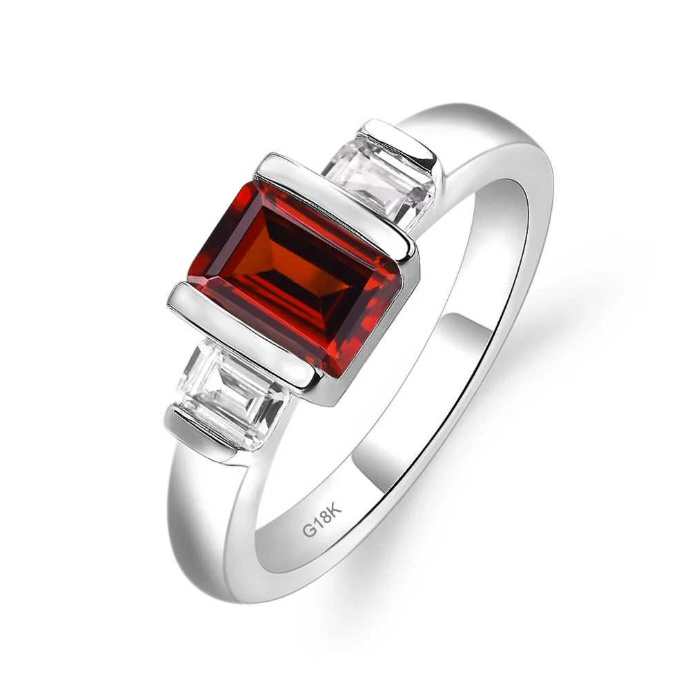 Vintage Garnet Bezel Emerald Cut Ring - Image 7