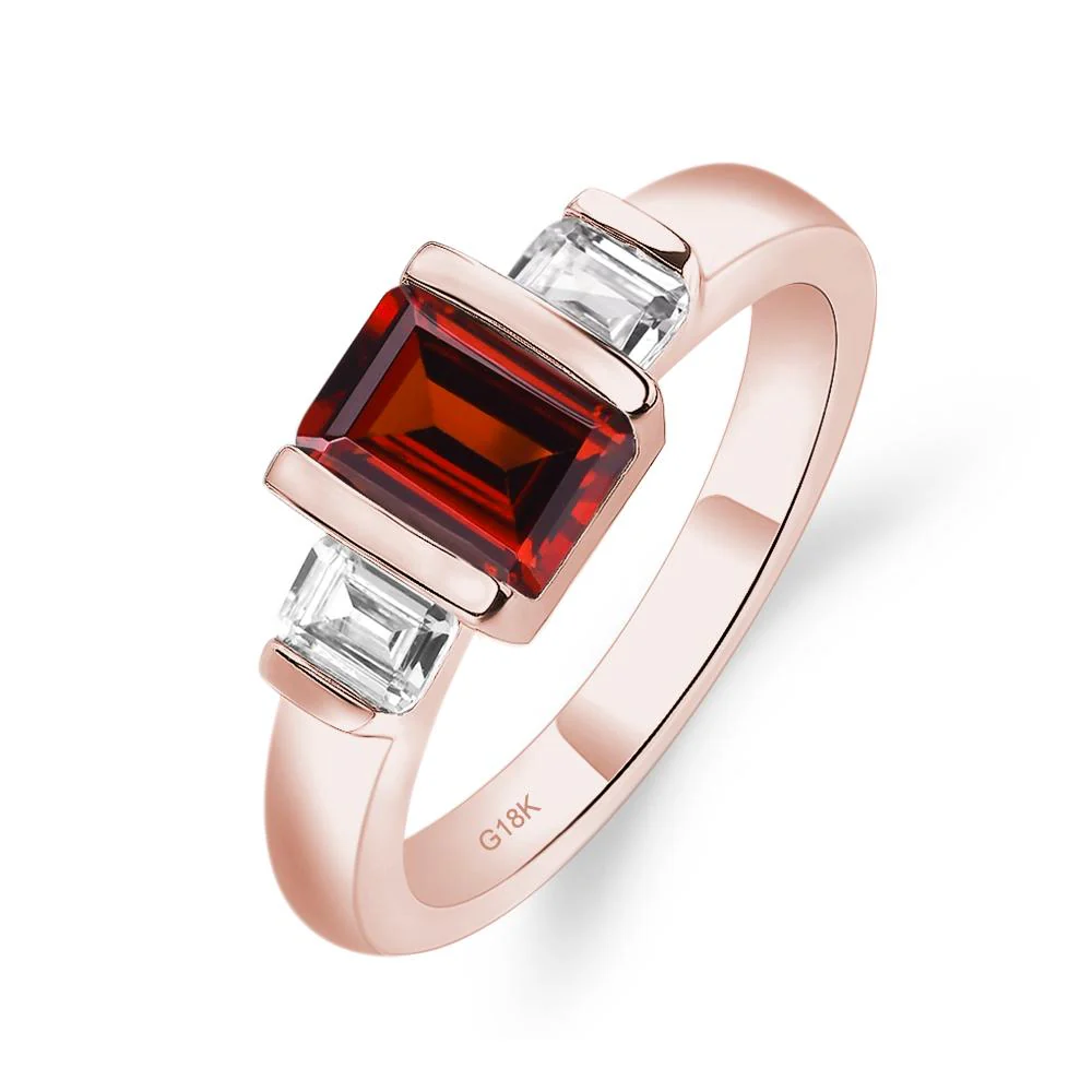 Vintage Garnet Bezel Emerald Cut Ring - Image 9