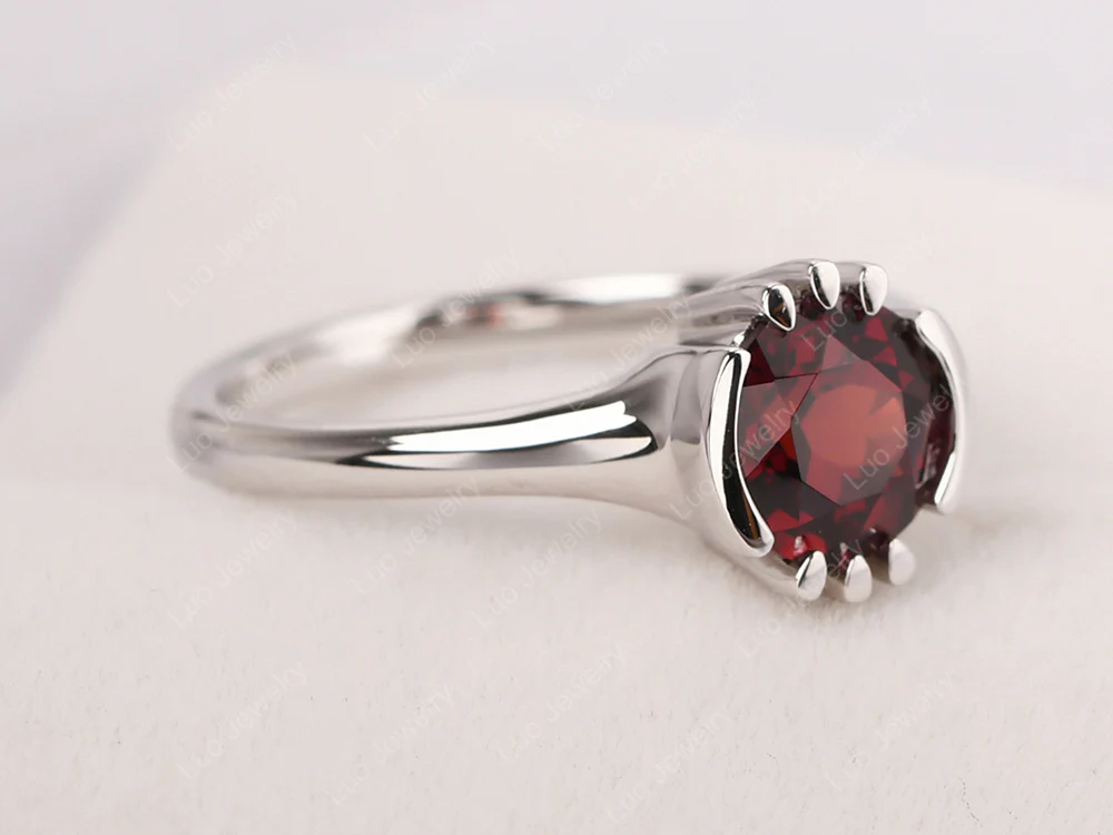 Unique Garnet Solitaire Ring - Image 2