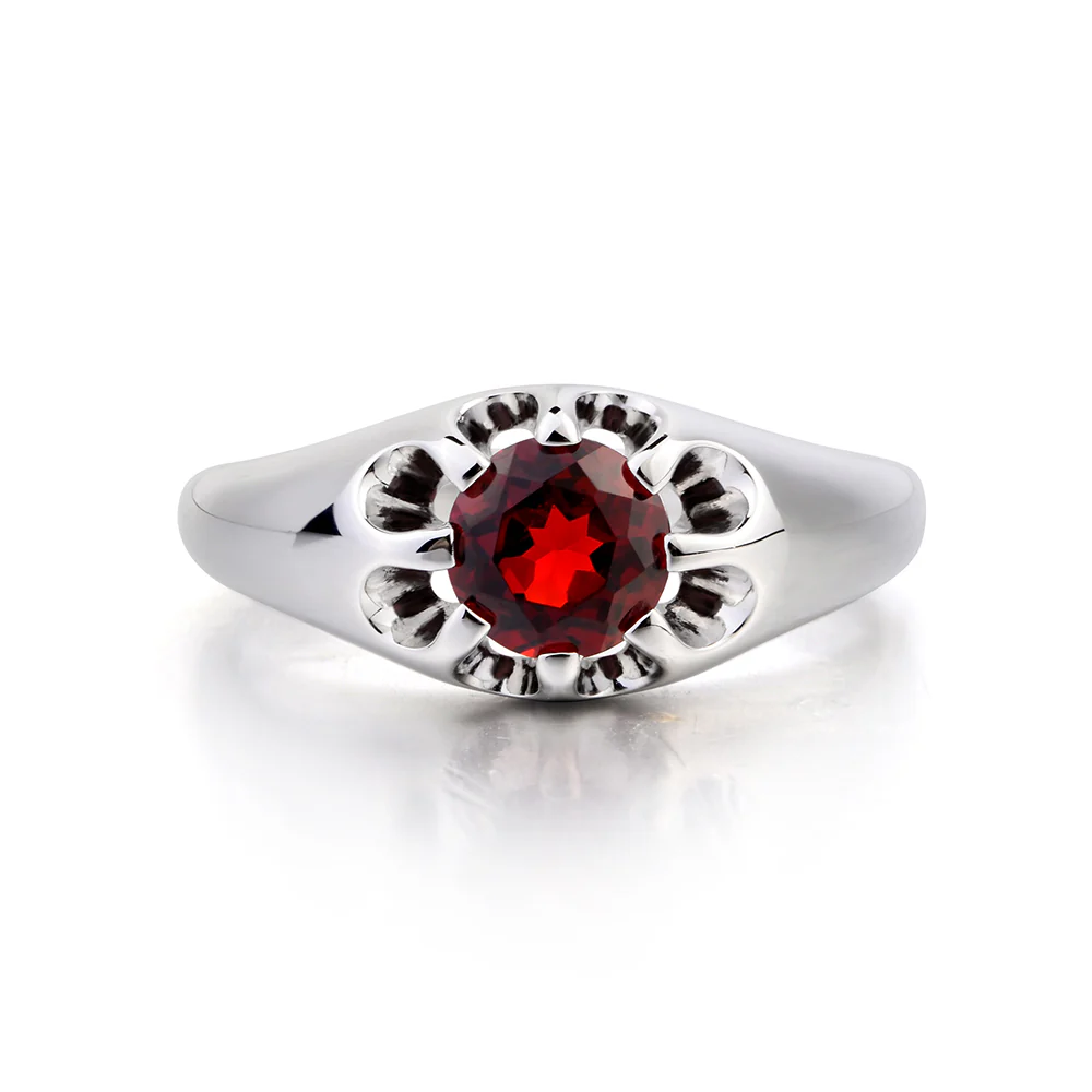 Bold Garnet Solitaire Nontraditional Ring