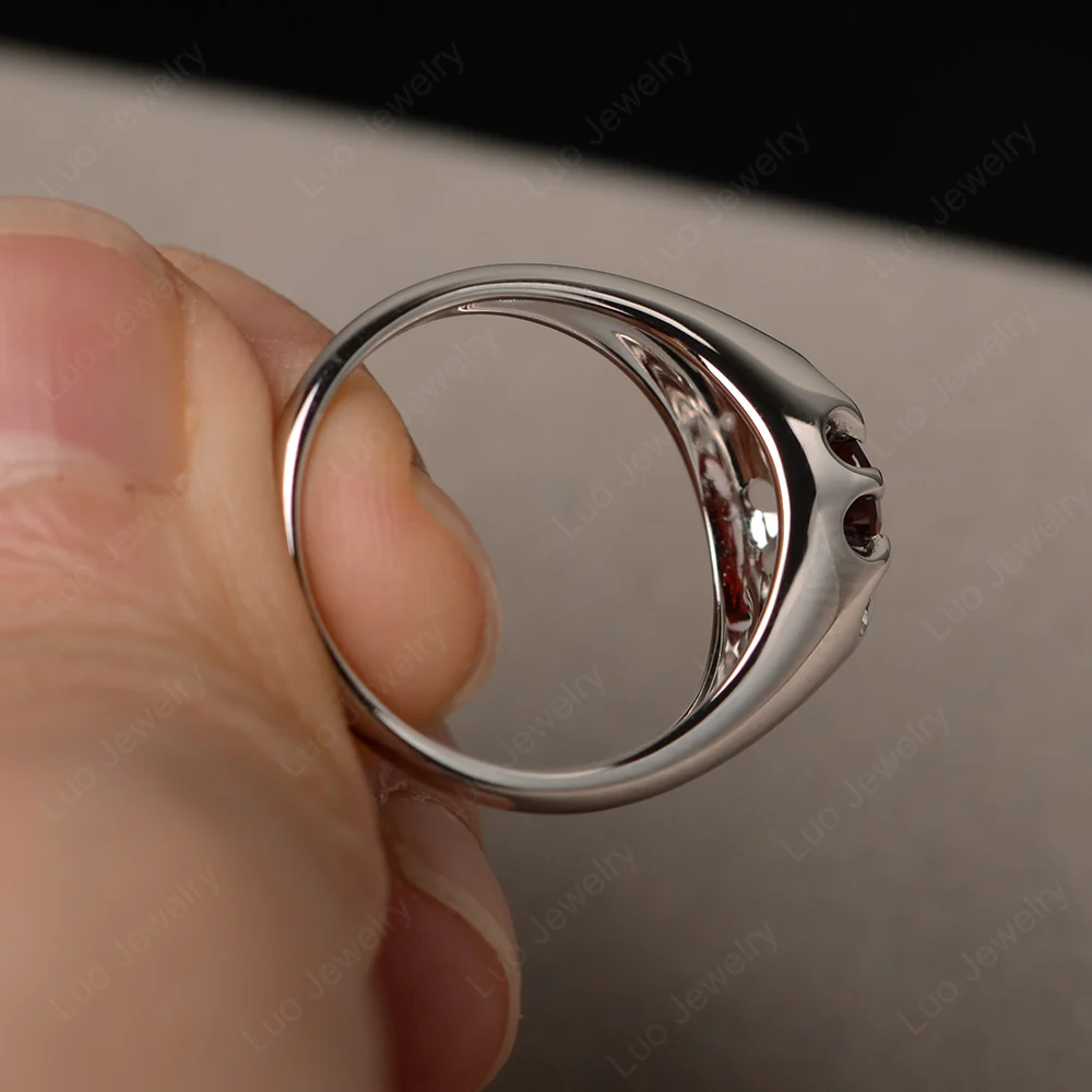 Bold Garnet Solitaire Nontraditional Ring - Image 4