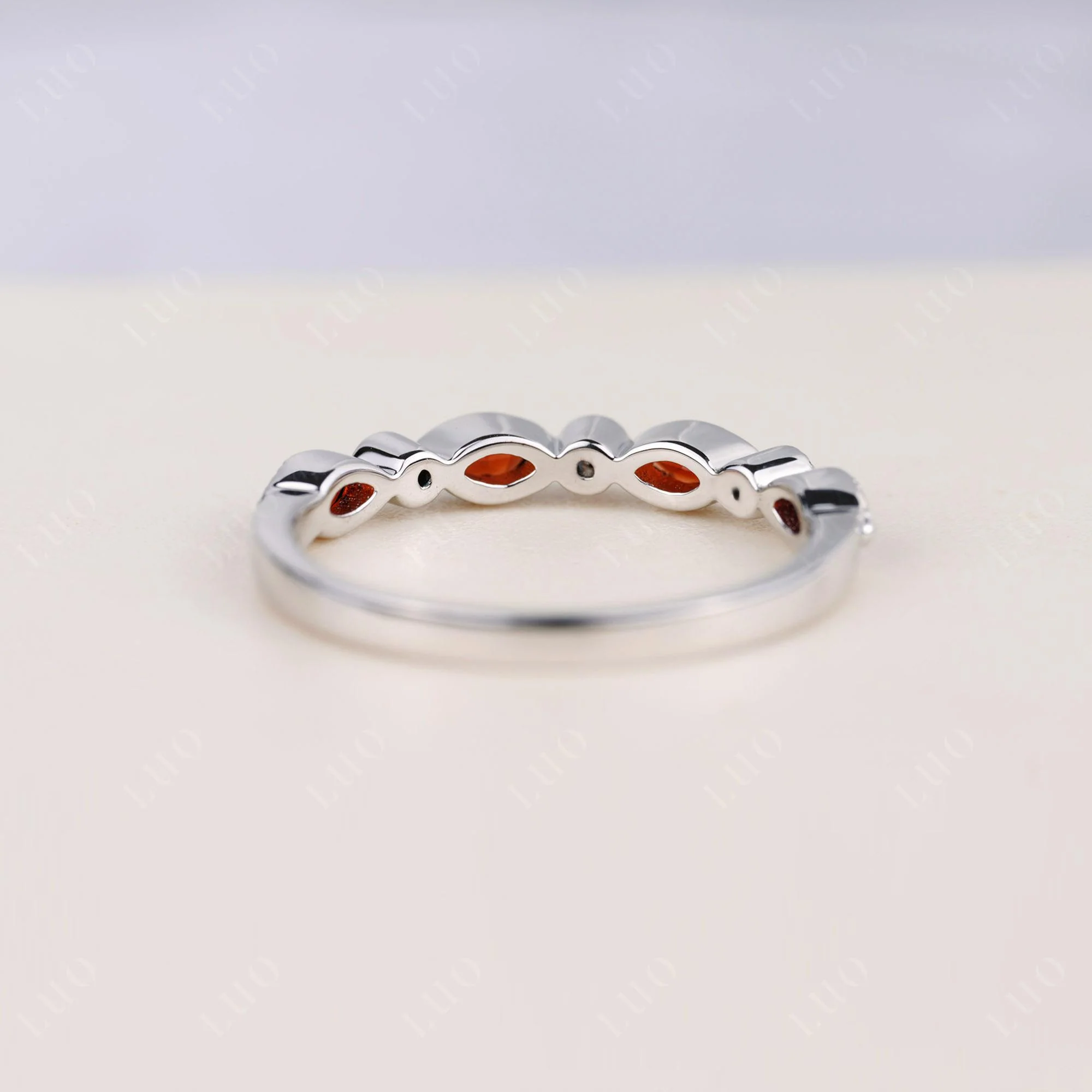Vintage Garnet Wedding Band Ring - Image 4