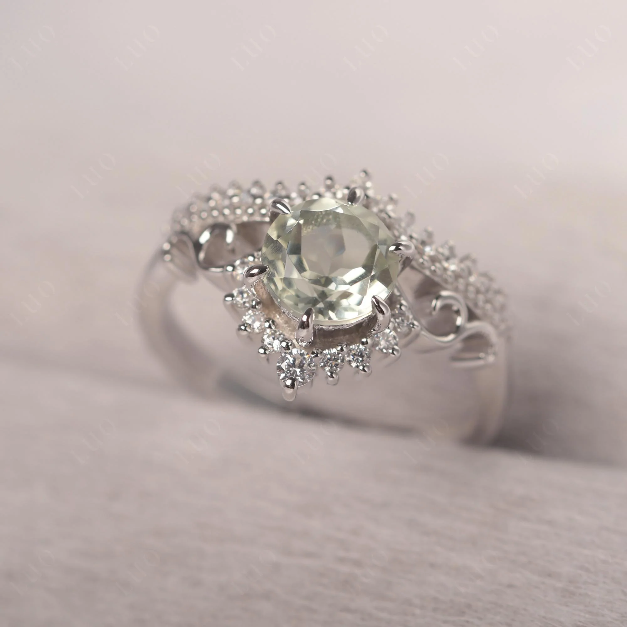 Green Amethyst Tiara Promise Ring - Image 11