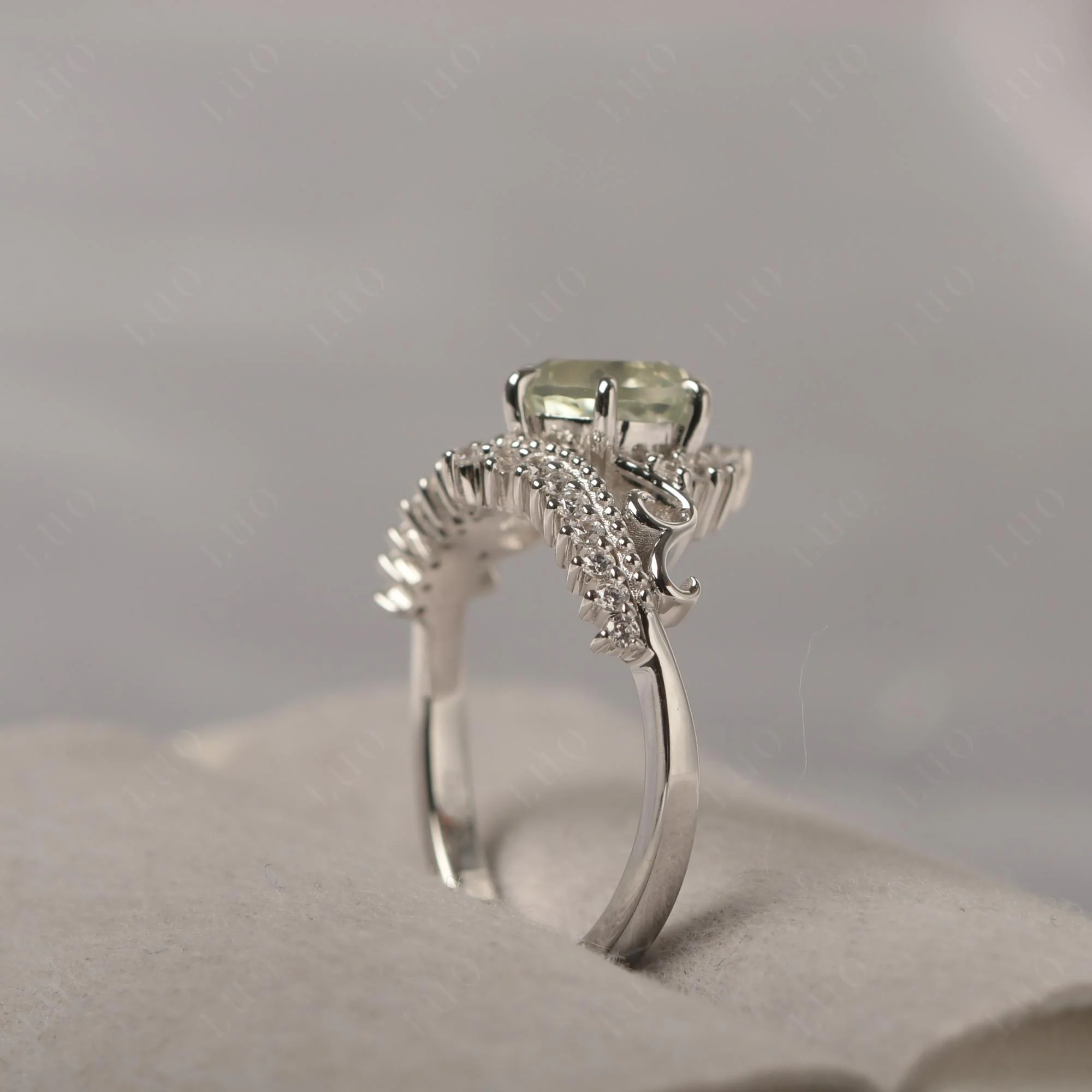 Green Amethyst Tiara Promise Ring - Image 13