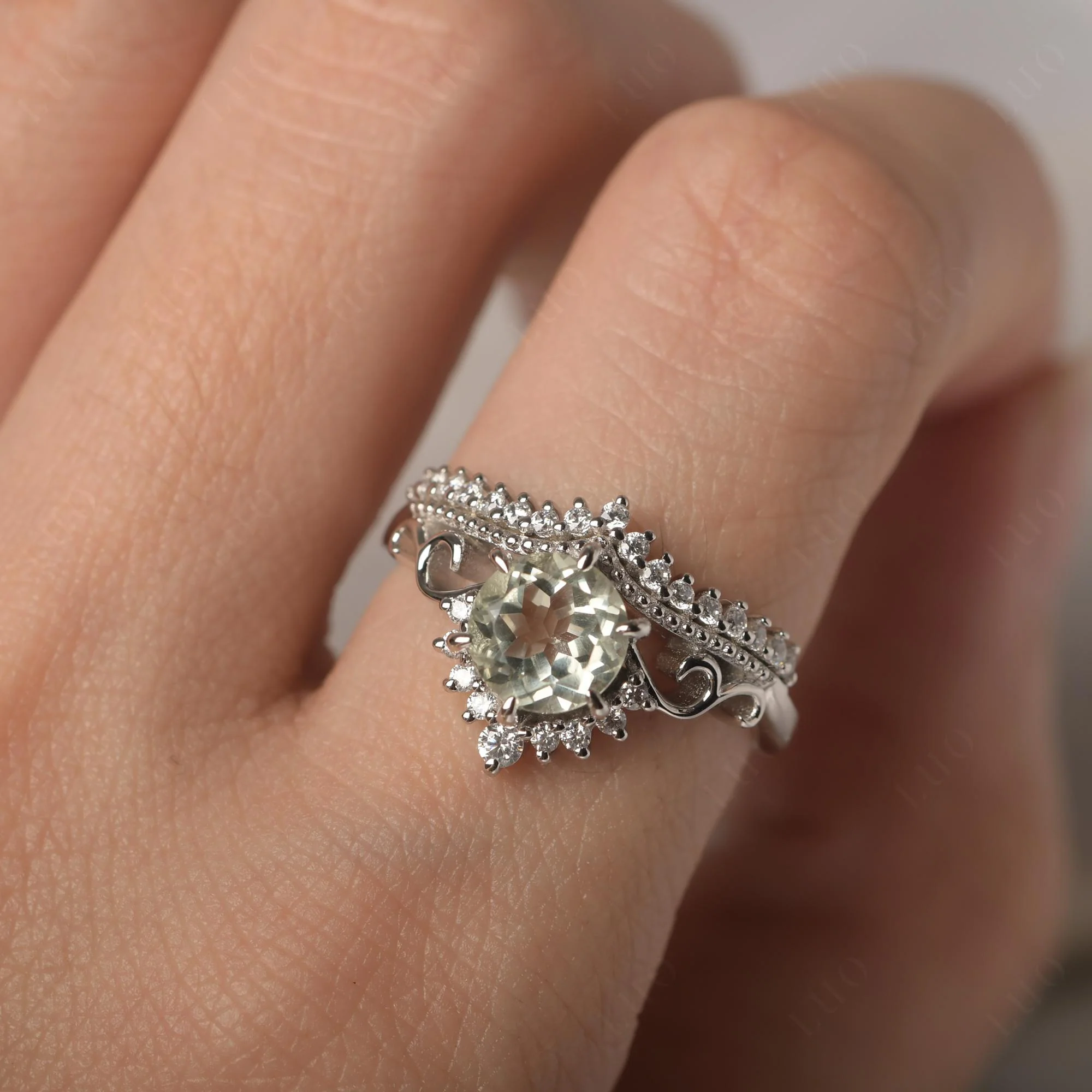 Green Amethyst Tiara Promise Ring - Image 14
