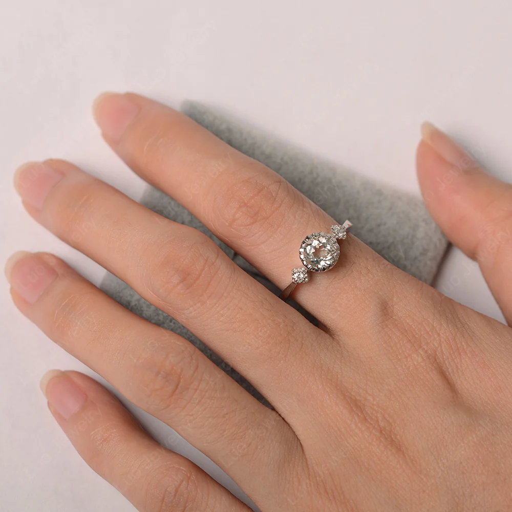 Vintage Green Amethyst Ring Bezel Set Art Deco - Image 3