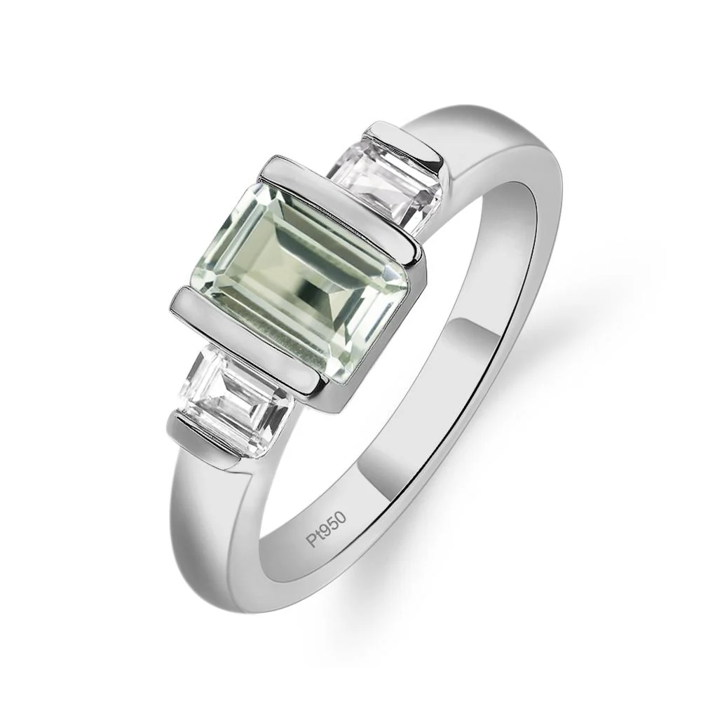 Green Amethyst Emerald Cut Three Stone Ring - Image 6