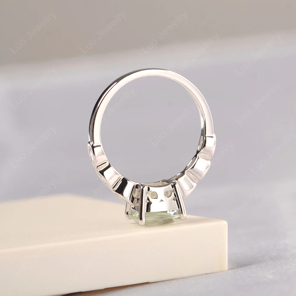 Cushion Cut Green Amethyst Infinity Ring - Image 4